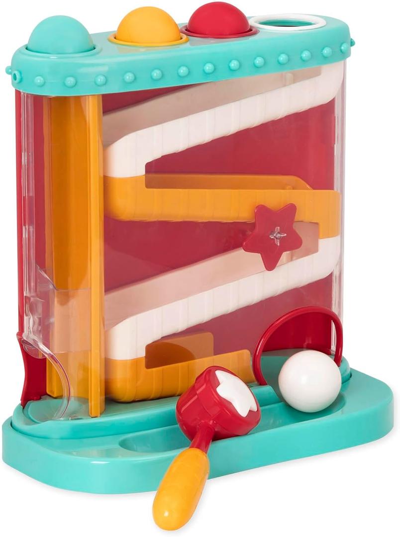 Battat Pound a Ball Toy Ball Maze for Babies Fine Motor Skill Toy 12+ Months Pound & Roll, Light Blue
