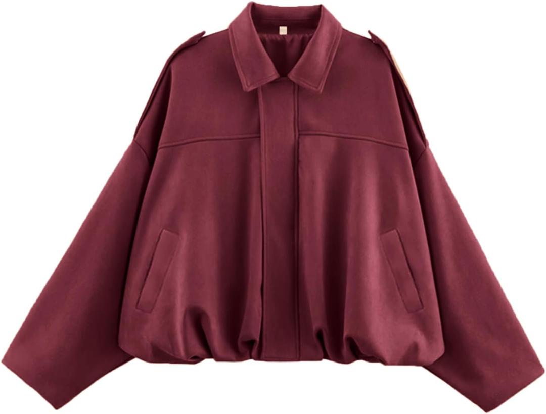 Womens Faux Suede Bomber Jacket Casual Lapel Pilot Cropped Coat Oversized Motorcycle Jackets 2025 Outerwear (Large, Purple)