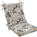 Pillow Perfect Floral Indoor/Outdoor Solid Back 1 Piece Square Corner Chair Cushion with Ties, Deep Seat, Weather, and Fade Resistant, 36.5" x 18", Black/Tan Dailey, 1 Count