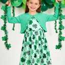 Toddler Girl Sleeveless Dresses and Long Sleeve Ruffle Cardigan 2 Piece Fall Outfits for 2-8T (Green)
