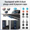 Case Set for Switch 2 Case, Switch 2 Grip Accessories, Includes 1 Protective Case with Clear PC Back and TPU Ergonomic Grip, 2 9H Tempered Glass Screen Protectors, 8 Joycon Caps, and 8 Dust Plugs