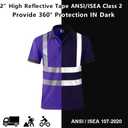 SMASYS Safety Polo Shirt High Visibility - Reflective Shirt Short Sleeve ANSI Standards Construction Work Wear for Men and Women (Purple, S)