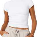 Women's Basic Summer Short Sleeve Crewneck T-Shirts Y2K Cute Going Out Tops Baby Tee (White, M)