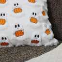 Halloween Ghost Pillow Covers 18x18 inch Set of 2 White Soft Plush Faux Fur Decorative Cushion Covers for Couch Sofa Bed Porch Living Room Halloween Decor (Pumpkin Gost)