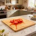 Utoplike Bamboo Cutting Board 20 x 20 inch, Large Wood Chopping Board for Kitchen, Meat, Vegetables, BBQ, Square Butcher Block with Juice Groove and handle, 1"Th