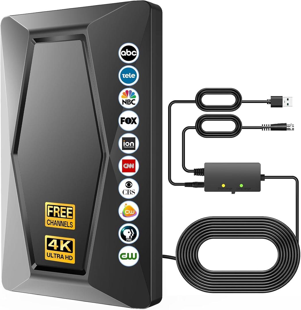 TV Antenna Indoor Antenna for Smart TV Long Range Reception HD Digital Antenna Outdoor with Amplifier Signal Booster for Local Channels Supports 4K 1080p