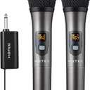 HOTEC UHF Wireless Dual Handheld Microphones with Rechargeable 1/4 Output Mini Portable Receiver for Live Performance Over PA, Mixer, Speaker (H-U26C)