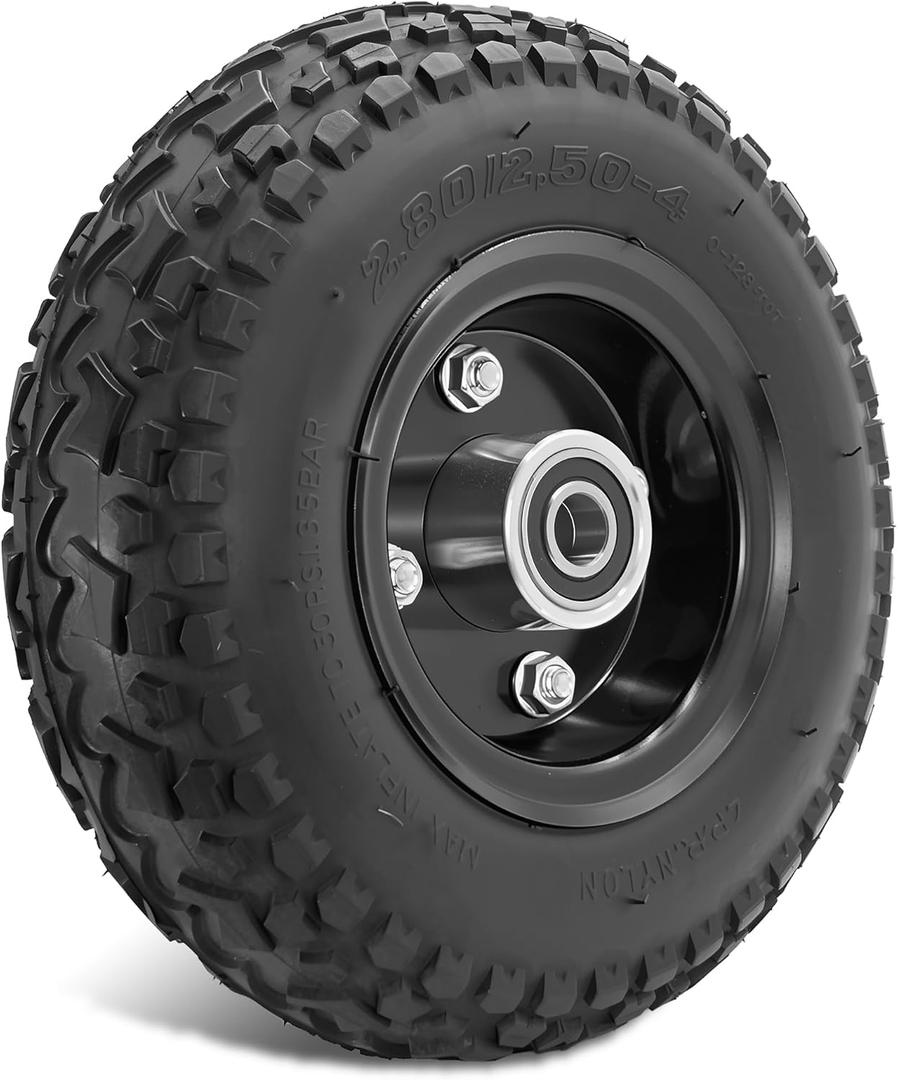 2.80/2.50-4 Wheel,9'' Inch Tire with 0.59in Bearing and 2'' Offset Hub suitable for Senior Mobility Scooter, Wheelbarrows, Scooters, Hand Trucks, Lawn Mowers, Dollies, Utility Cart