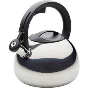 Farberware Teakettles Stainless Steel Egg-Shaped Whistling Induction Tea Kettle, 2.3 Quart, Silver