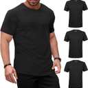 HOTake Mens T-Shirt Short Sleeve Crew Neck 1-3 Pack Soft Fitted Tees S-4XL Fresh Classic Tshirts Basic Tee Shirt (C2-black*3) L