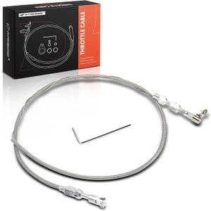 A-Premium 36" Universal Throttle Cable - Braided Stainless Steel Covering Locking Throttle Cable Kit, with Aluminum Fitting & Ferrule - Adjustable Automotive Replacement Accelerator Cables Repair Kit