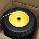 MaxAuto 4.10/3.50-6" Flat Free Tire Replacement for John Deere Mower, Hand Truck/All Purpose Utility Tire on Wheel, 3"-3.5''-4.0''-4.5'' Centered Hub, 3/4" Bearings, Yellow Steel (2 pack), 12.5 inches