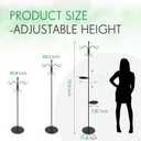 1 Set Upgraded 75.9" Shepherds Hook for Bird Feeder, Hanging Plant Wind Chime Stand, Metal Adjustable Standing Pole Holder for Indoor Outdoor, with 2 Rack & Weight Bag (2 Hooks)