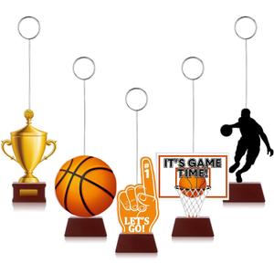 5 Pcs Basketball Themed Party Decorations Photo Holders Balloon Picture Holders Place Card Holders Table Centerpieces Number Name Clips Holder for Home Birthday Wedding Party Decor