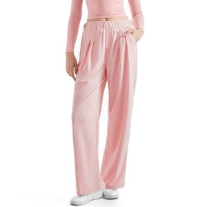 SUUKSESS Women Wide Leg Pants Elastic High Waisted Work Pants Flowy Palazzo Trouser Pants (Navy, M) (M)