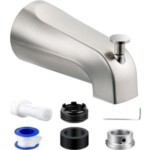 Dreyoo Tub Spout with Diverter, Tub Spout (Universal Fits 1/2" Copper Pipe, 1/2" IPS and 3/4" IPS), Bathroom Bathtub Faucet with Adapters and Hex Wrench(Brushed Nickel,Simple)