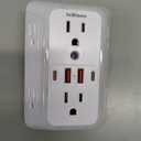 Wall Outlet Extender with Night Light, Power Plug Adapter Multi Plug Outlet Surge Protector with 4 USB Charging Ports (2 USB C), Adapter Spaced Outlets for Home Travel Office