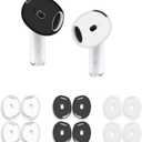 6 Pairs Ear Cover for AirPods 4,Anti Slip Ear Skin Tips Accessories Sport Ultra Thin Slim Soft Silicone Ear Tips Earbuds Gel Cover Compatible with AirPods 4th Generation (Black+White+Clear)
