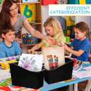 Fuutreo 12 Pieces Book Bins for Classroom Plastic Binder Holder Magazine Stuff Folder File Organizer Box for Home Office School Supplies(24 pcs,Black)
