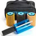 XCMAN Ski Roto Brush Kit Roto Brush Handle Axle with All 3 Brushes:Nylon,Horsehiar,Brass/Cork