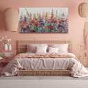 XIANSHOU Pink and Gold Wall Art Flowers Picture Textured Wall Art for Bedroom Living Room Office Girls Room Wall Decoration 29"x 58"