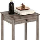 Furinno Classic Side Table with Drawer, 1 Pack, Rustic Oak, 1-Pack Square