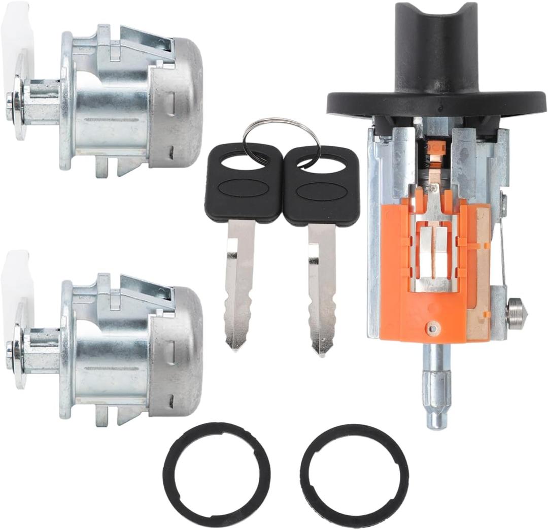 Ignition Switch Lock Cylinder 2Pcs Door Lock Cylinders with Keys LC6177 DL5885 X2 597638 fit for Ford fit for F150 1997-2003 Ford F250 F350 1997-2007 Excursion 2000-2005