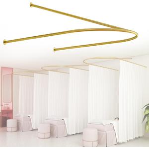 Curtain for Beauty Salon, Beauty Salon Privacy Partition Curtain, Wall Hanging Room Dividers Without Curtain, U-Shaped Room Rod with Ceiling Support,for Bedroom Hotel (Gold Rod)
