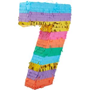 BLUE PANDA Rainbow Pinata 7 for Birthday Party Decoration - 12 x 16.75 x 3 In, Multicolored - Party Pinata for Girls & Boys Age 7