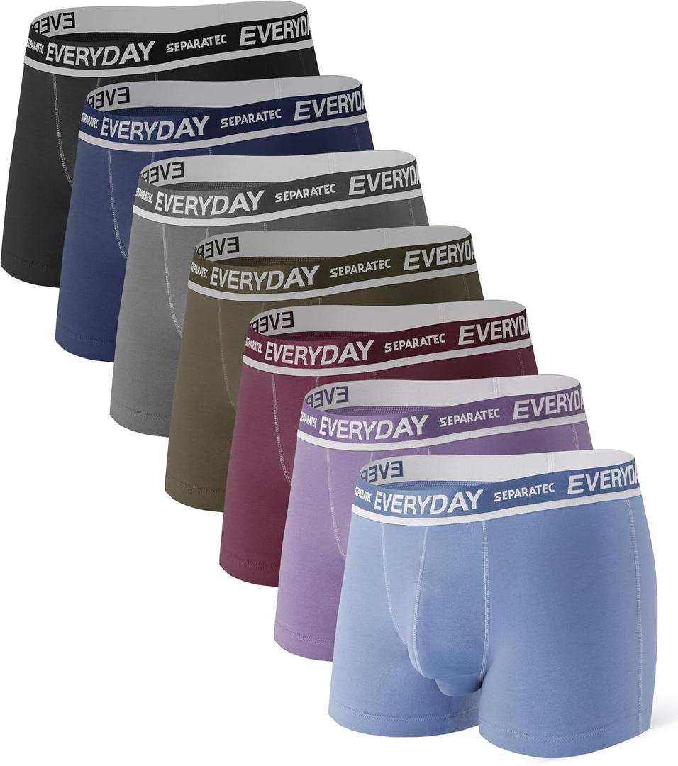 Separatec Cotton Dual Pouch Men's Underwear Comfortable Soft Breathable Everyday Boxer Briefs for men 7 Pack (Medium, Gray Blue/Dark Blue/Olive Green/Black/Dark Gray/Dark Grape Purple/Gray Purple)