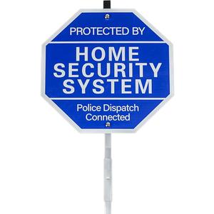 Protected By Home Security System Signs UV Protected Warning Sign with Stake-100% Aluminum Rust Free House Security Alarm signage 28"L x 10"W
