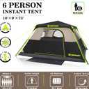 6 Person Instant Tent, Waterproof Pop Up Tents for Camping with Rainfly, 60 Seconds Easy Setup, Automatic Cabin Tent for Family Camping with Expandable Carry Bag & Upgraded Ventilation, 6 Person