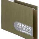 Blue Summit Supplies 25 Pack Extra Capacity Hanging File Folders Letter Size, Expandable Hanging File Folders, Heavy Duty 2 Inch Expansion, Designed for Wide, Bulky Files and Charts
