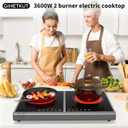 GIHETKUT Electric Cooktop,110V 3600W Stove top, 20 inch Countertop with 9 Power Levels,LED touch control,Overheat Protection,Child Safety Lock & Timer,touch control 2 burner Electric cooktop