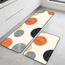 Kitchen Rugs Set of 2, Non-Slip Washable Floor Mats, Colorful Decorative Absorbent Runner Rugs for Kitchen Sink & Stove, Hallways Entryway and Laundry16.9 x27.6 + 16.9"x47.2"