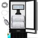 Nugget Ice Maker, 70 Lb/Day Under Counter Ice Machine | 2-Drawer Ice Baskets, Built-in or Freestanding, Auto-Cleaning Function, 24H Timer, Black Finish, for Home Bar Cafe Use