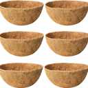 6 Pack 16 Inch Coco Liners for Hanging Baskets Coconut Husk Plant Liners 100% Natural Round Coco Coir Liner for Hanging Basket Flowers