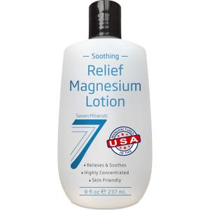 Seven Minerals Magnesium Lotion for Sleep, Soothing Relief & Relaxation - Highly Concentrated Magnesium for Better Sleep, Feet & Joint Care. Non-Greasy Lotion with Skin Friendly Ingredients - 8 fl oz