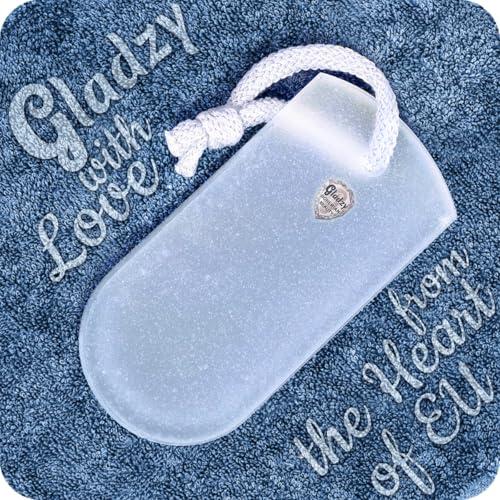 GLADZY Czech Glass Foot File Callus Remover – Double Sided Etched, Different Grit Coarse & Fine Surfaces for Hard Skin & Cracked Heels, Professional Pedicure Tool, Washable Reusable, Made in EU