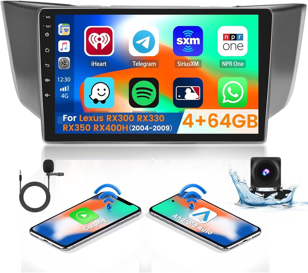 4GB 64GB Stereo for Lexus RX300 RX330 RX350 RX400H 2004 2005 2006 2007 2008 2009 CarPlay Radio 8 Core Android 15 Head Unit Backup Camera IPS 9" Touchscreen GPS DSP 59UI