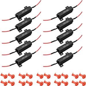 AUXLIGHT 10Pcs Quality 50W 6ohm Load Resistors - Fix LED Turn Signal Blinker/Error Code (Resistors get very hot during working) - Black