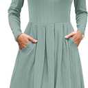 AUSELILY Long Sleeve Dress Women 2025 Crew Neck Fall Dresses Casual Knee Length Dress with Pockets (M)