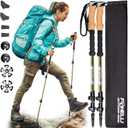 Foxelli Carbon Fiber Trekking Poles Lightweight Collapsible Hiking Poles with Cork Grips, Quick Flip Locks & All-Terrain Accessories Adjustable Height Hiking Sticks for Men & Women