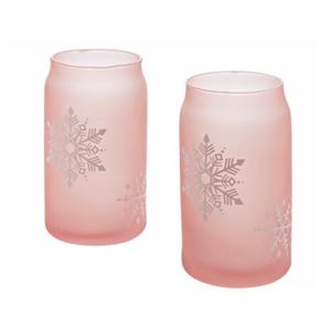 Tabletops Gallery 2 Piece Snowflake Soda Can Glass Set - Pink