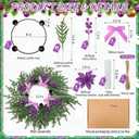 Potchen Christmas Advent Wreath Candle Holder Ring Purple Ribbon DIY Advent Wreath 4 Candle Holder Traditional Catholic Christmas Decoration Set for Church Table Centerpiece Holiday Gift (Cypress 2)