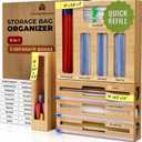 Kitchen Drawer Organizer, 9 in 1 Sandwich Storage Bag Organizer & Foil Wrap Dispenser - Fits Gallon, Quart, Snack - Plastic Bag Storage for Kitchen Organization [Measure Your Drawer Before Ordering]
