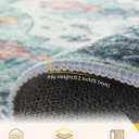 RELEANY Washable Area Rug, 7'x10', Beige/Carbon Grey/Orange