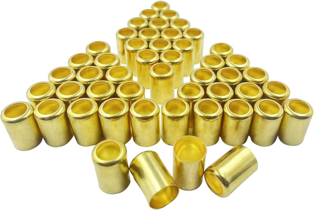 50PCS 7328 Hose Ferrules Brass Fitting, 0.656in ID x 1in Long Repair Ferrules for Air Hose, Torch Hose, Acetylene Hose, Use with Hose Crimper Tool Kit