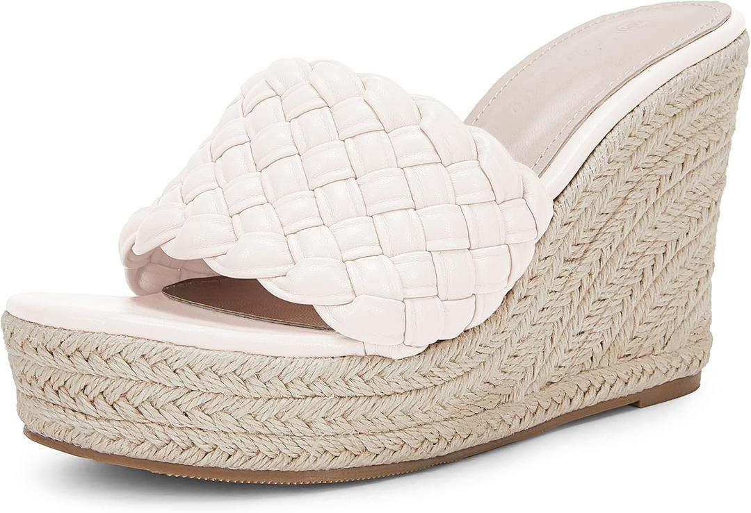 Ermonn Womens Platform Wedge Sandals Espadrilles Braided Open Toe Slip On Summer Mule High Heels (7.5, Cream) Ermonn Womens Platform Wedge Sandals Espadrilles Braided Open Toe Slip On Summer Mule High Heels (7.5, Cream)