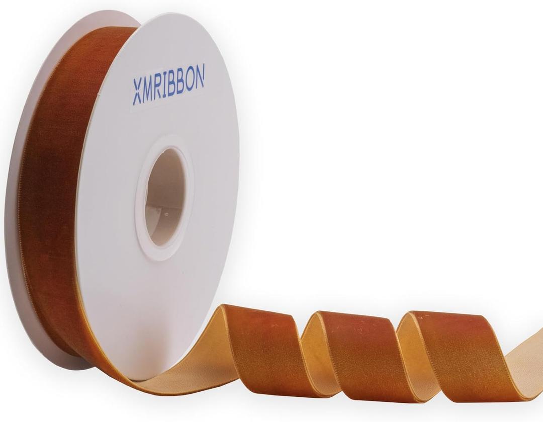 Copper Velvet Ribbon Single Sided, 1 Inch by 10 Yards Spool